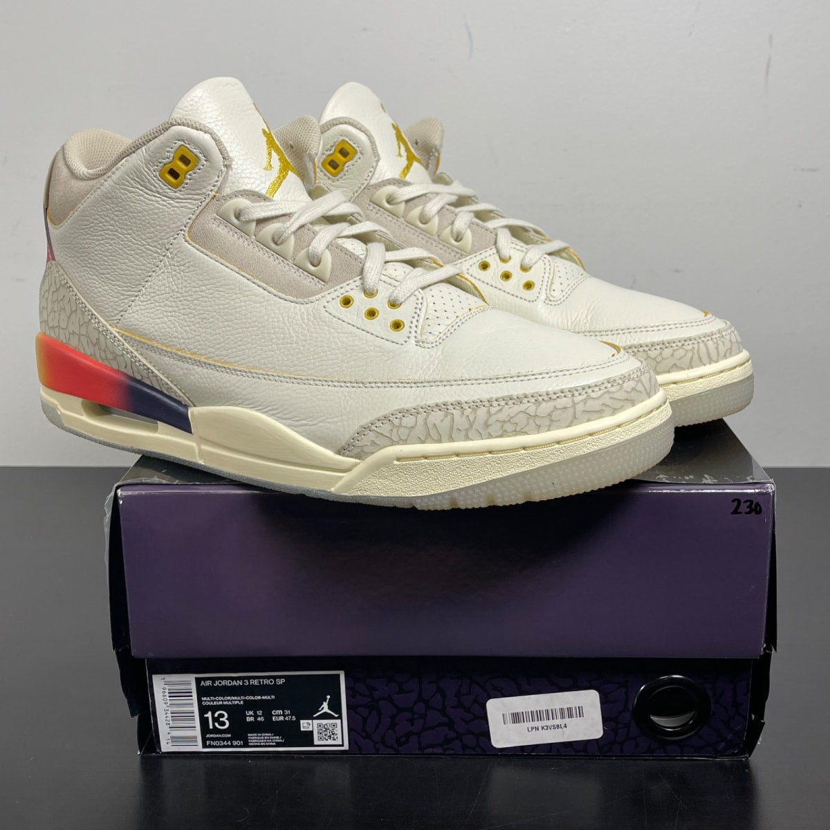 Jordan 3 Retro SP J Balvin Medellín Sunset 13 (Moderately Worn Pre-Owned)JordanMulti-Color/Multi-Color - Image 1
