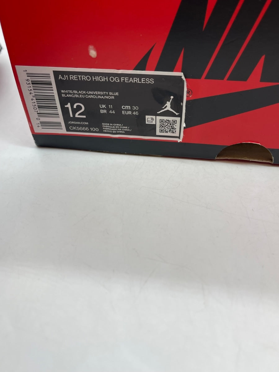 Jordan 1 Retro High Fearless UNC Chicago 12 (Moderately Worn Pre-Owned)JordanWhite/University Blue-Varsity Red-Black - Image 9