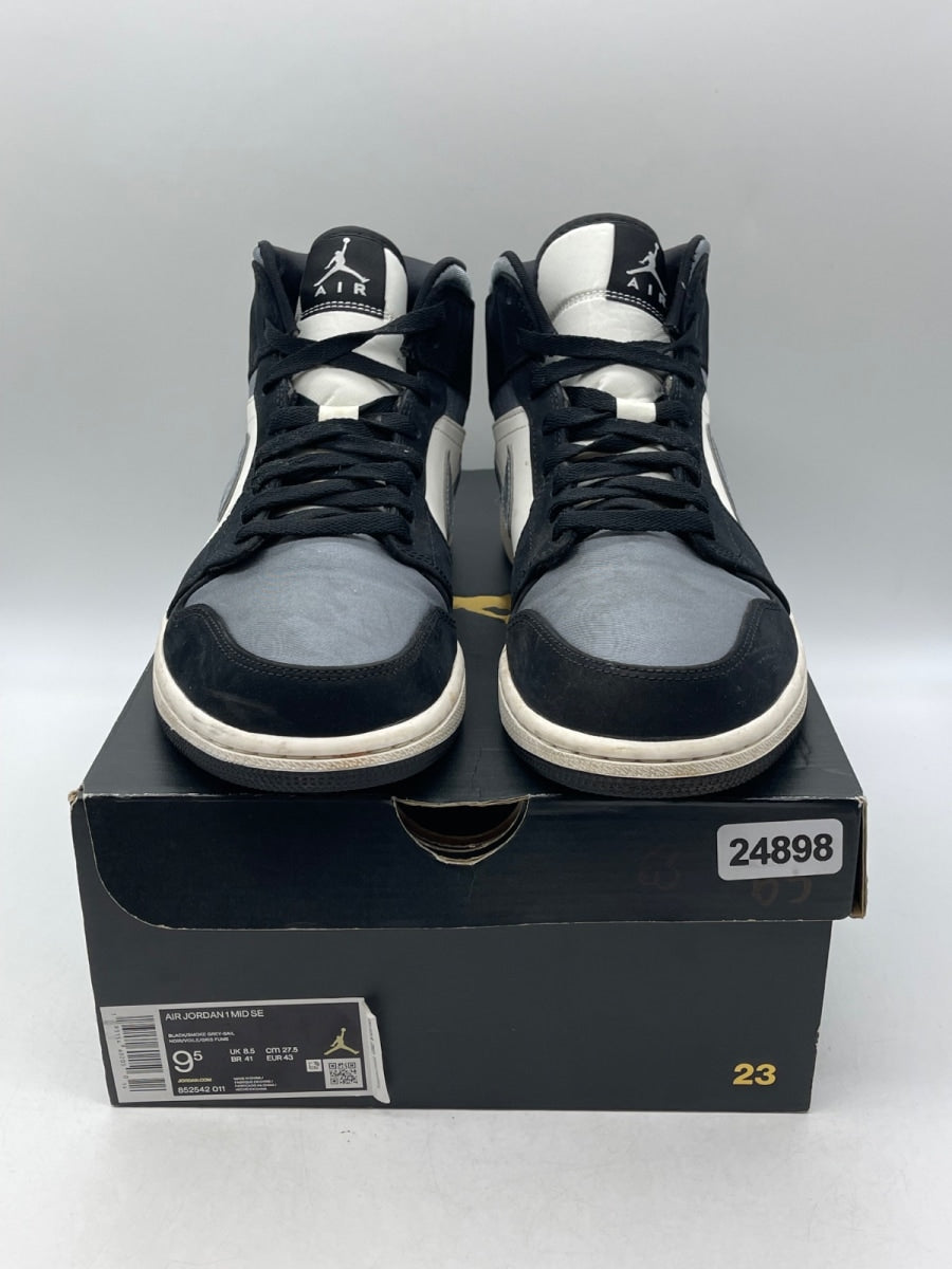 Jordan 1 Mid Satin Grey Toe 9.5 (Moderately Worn Pre-Owned)JordanBlack/Smoke Grey-Sail - Image 2