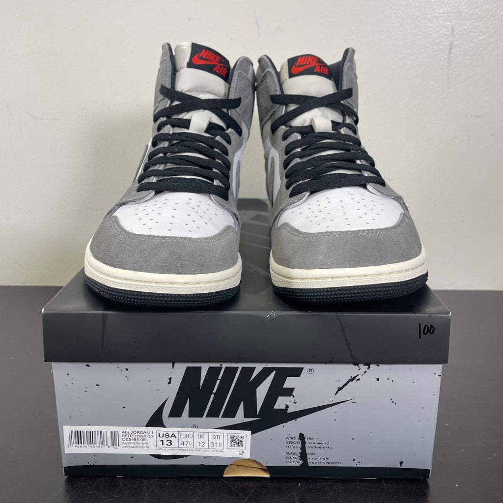 Jordan 1 Retro High OG Washed Black 13 (Moderately Worn Pre-Owned)JordanBlack/Fire Red/Light Smoke Grey/Sail - Image 2