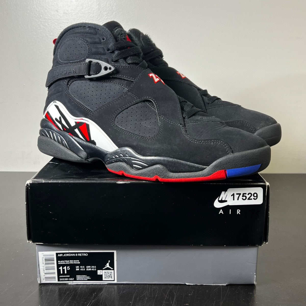 Jordan 8 Retro Playoffs (2023) 11.5 (Moderately Worn Pre-Owned)JordanBlack/True Red-White - Image 1