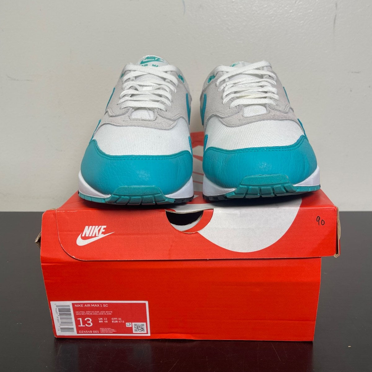 Nike Air Max 1 SC Clear Jade 13 (Moderately Worn Pre-Owned)NikeNeutral Grey/Clear Jade-White-Black - Image 2