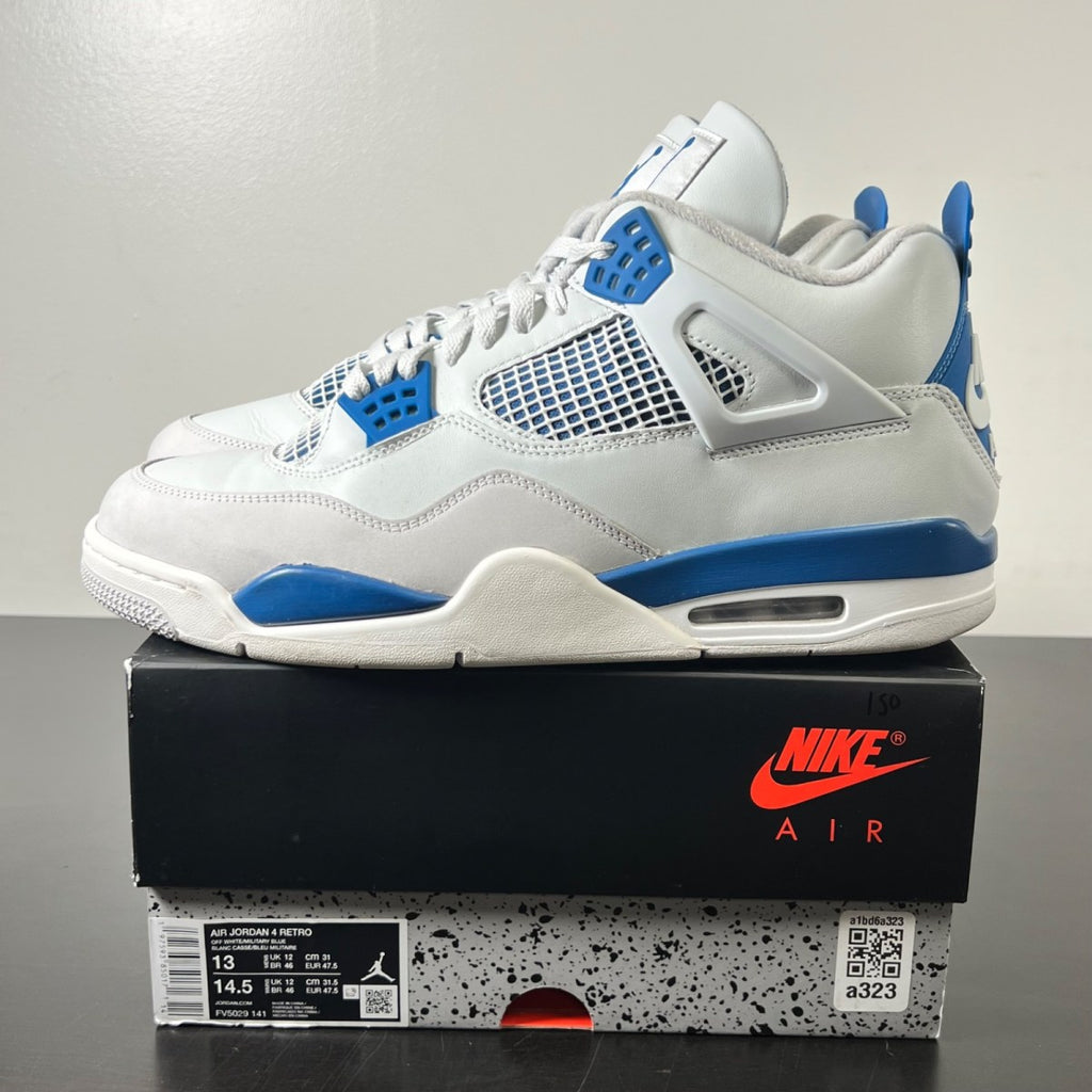 Jordan 4 Retro Military Blue (2024) 13 (Lightly Worn Pre-Owned)JordanOff-White/Military Blue/Neutral Grey - Image 3