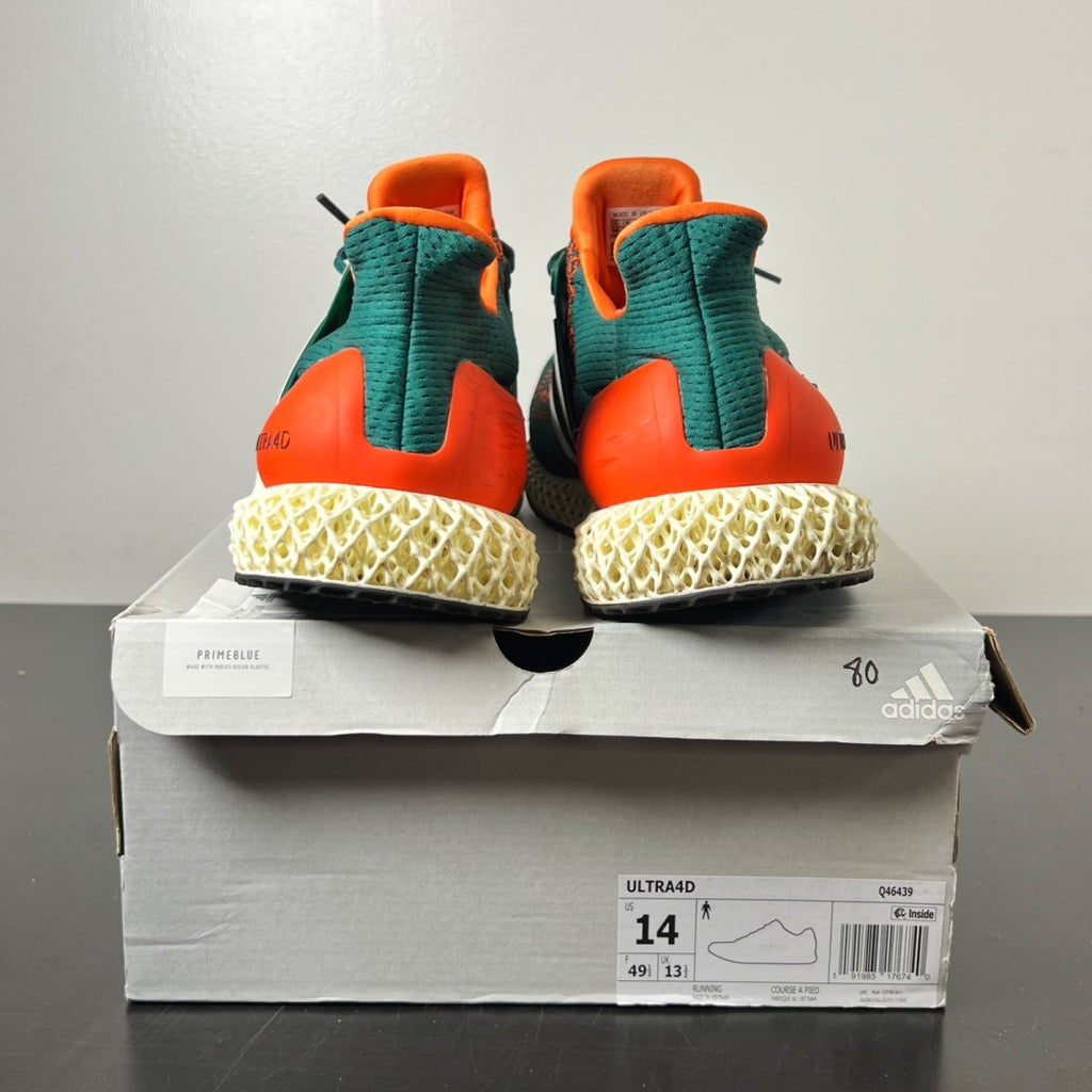 adidas Ultra 4D Miami Hurricanes 14 (Lightly Worn Pre-Owned)adidasCollegiate Green/Footwear White/Collegiate Orange - Image 5