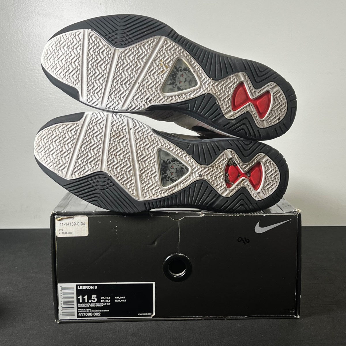 Nike LeBron 8 Black/White/Red 11.5 (Heavily Worn Pre-Owned)NikeBlack/White-Varsity Red - Image 6