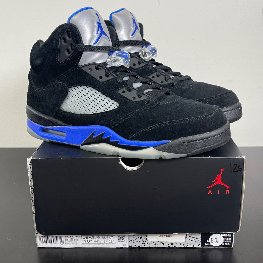 Jordan 5 Retro Racer Blue 10.5 (Moderately Worn Pre-Owned)JordanBlack/Racer Blue-Reflective Silver - Image 1