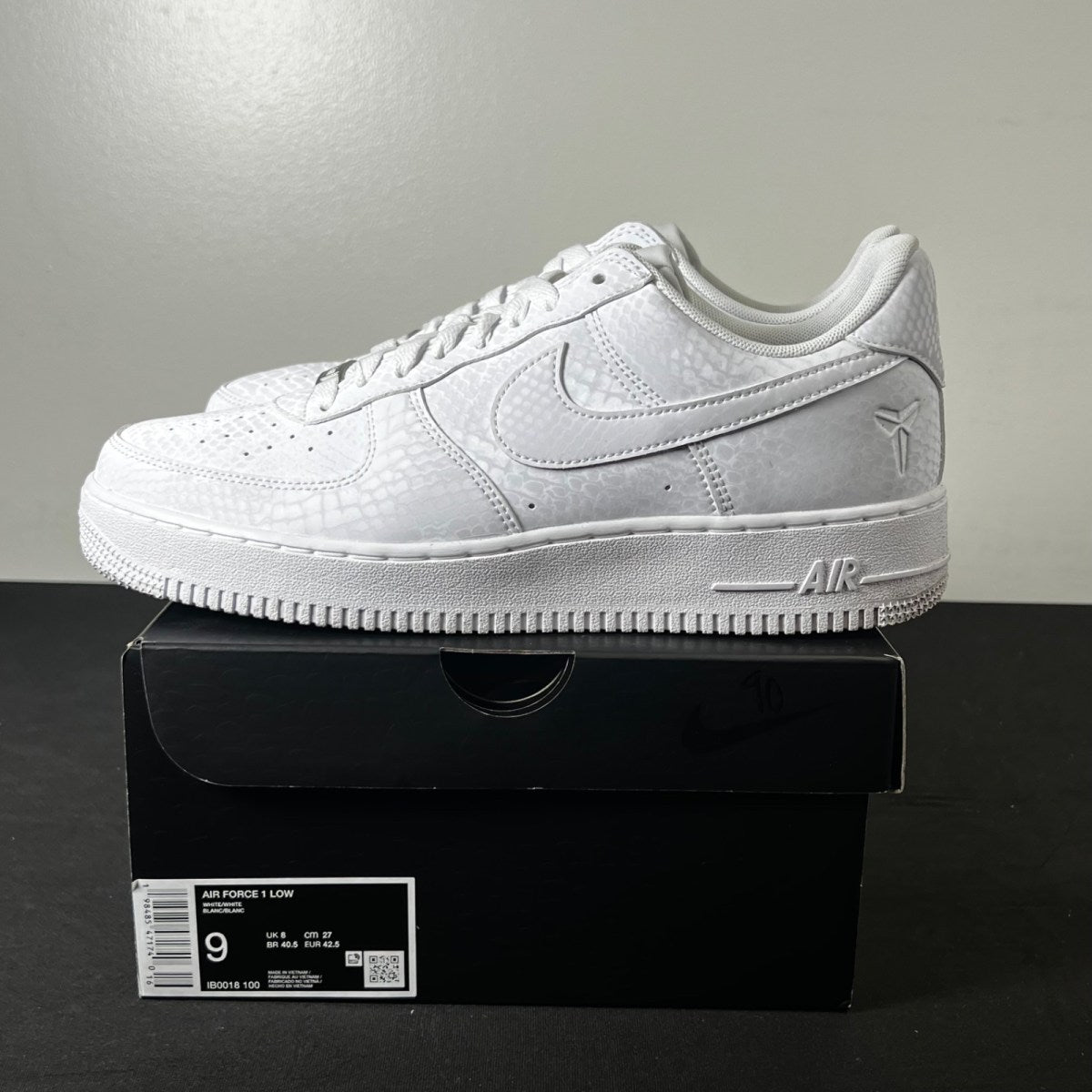 Nike Air Force 1 Low Kobe Bryant Forever White 9 (Lightly Worn Pre-Owned)NikeWhite/White - Image 3