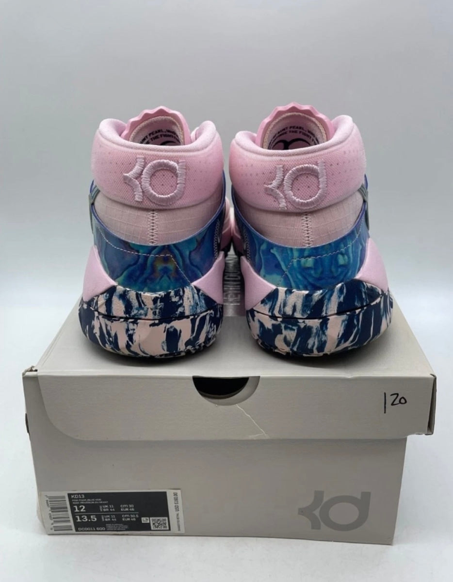 Nike KD 13 Aunt Pearl 12 (Lightly Worn Pre-Owned)NikePink Foam/Light Arctic Pink-Blue Void - Image 3