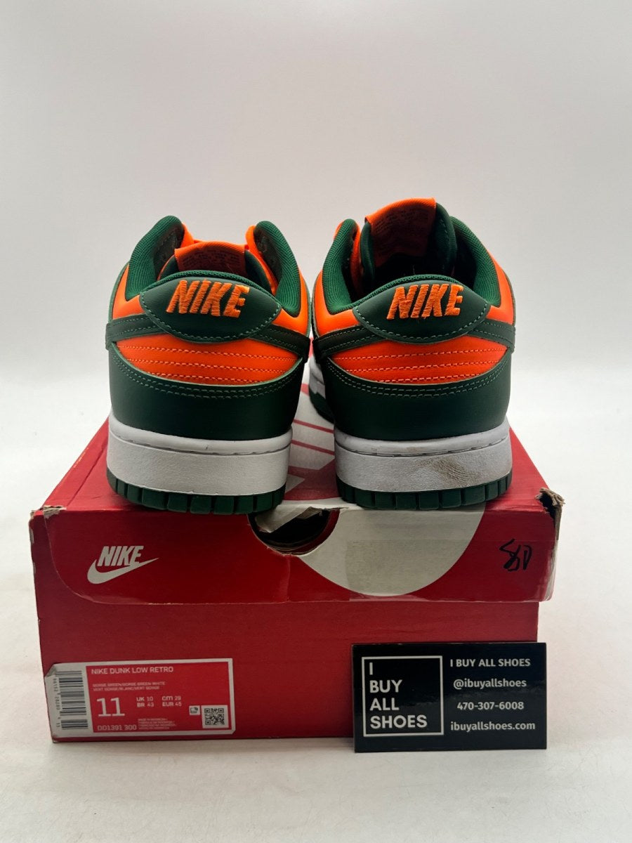 Nike Dunk Low Retro Miami Hurricanes 11 (Lightly Worn Pre-Owned) - Image 3