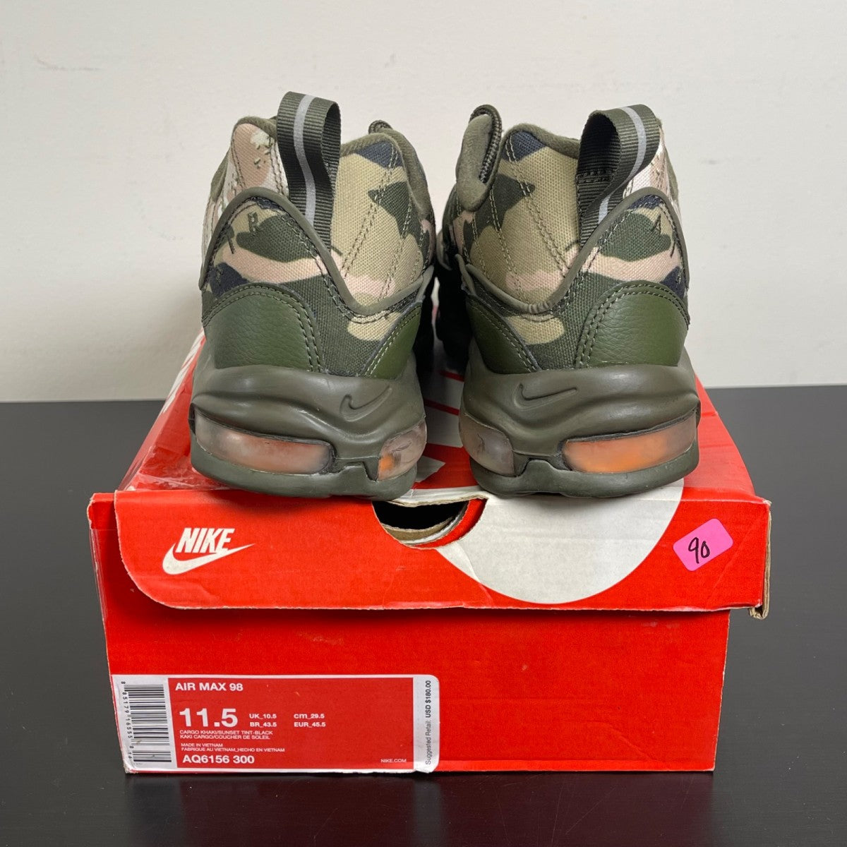 Nike Air Max 98 Camo Classic 11.5 (Moderately Worn Pre-Owned)NikeCargo Khaki/Sunset Tint-Black - Image 4