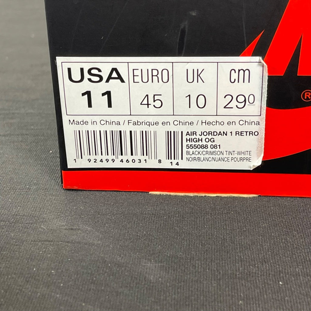 Jordan 1 Retro High Black Crimson Tint 11 (Moderately Worn Pre-Owned)JordanBlack/Crimson Tint-White-Hyper Pink-Mystic Green - Image 7