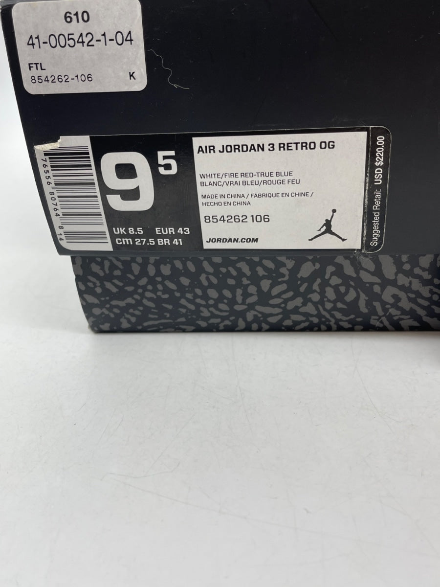 Jordan 3 Retro True Blue (2016) 9.5 (Heavily Worn Pre-Owned) - Image 9