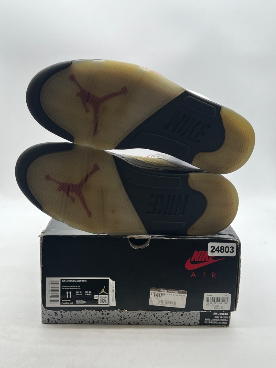 Jordan 5 Retro Fire Red Silver Tongue (2020) 11 (Moderately Worn Pre-Owned)JordanWhite/Black-Metallic Silver-Fire Red - Image 8