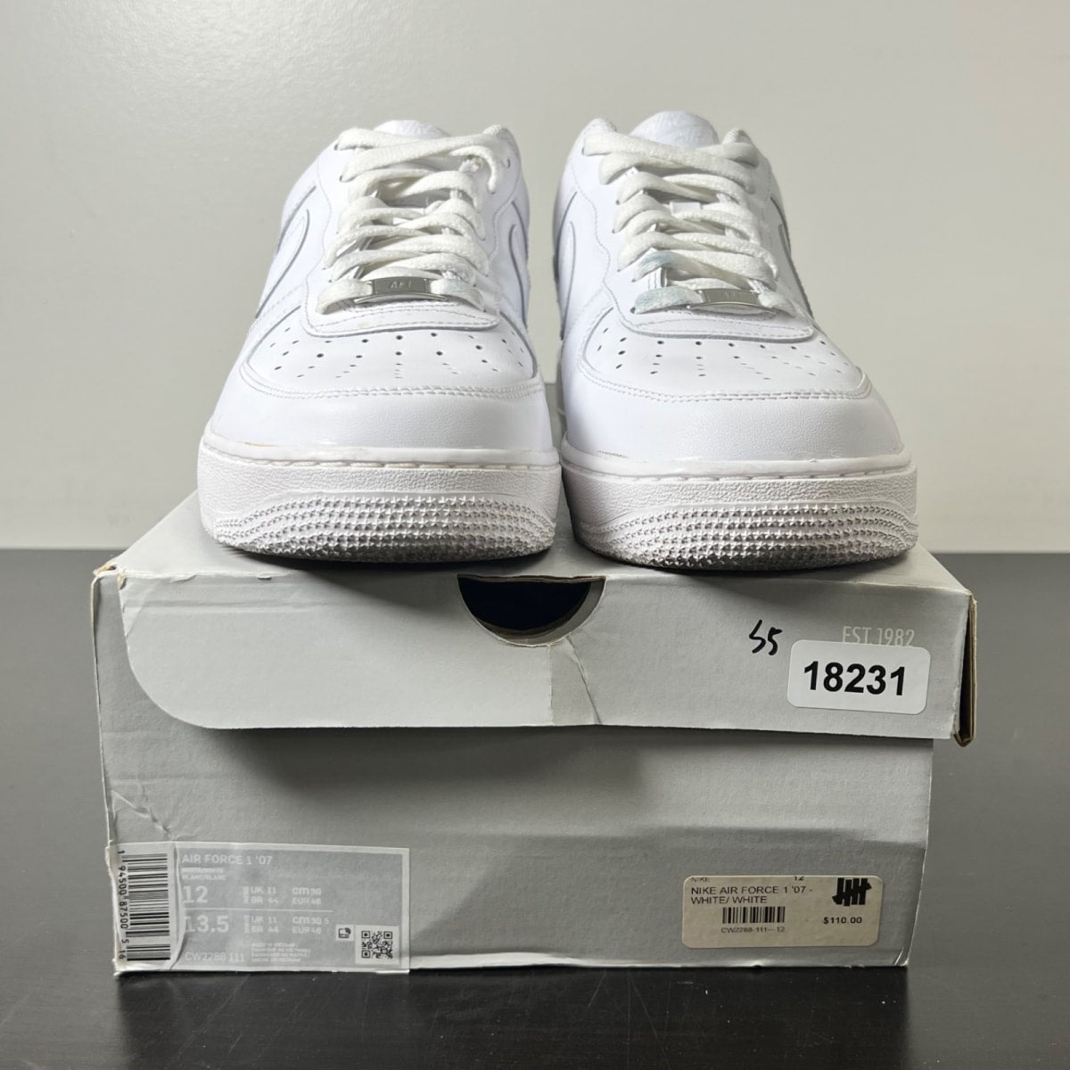 Nike Air Force 1 Low '07 White 12 (Moderately Worn Pre-Owned)NikeWhite/White - Image 2