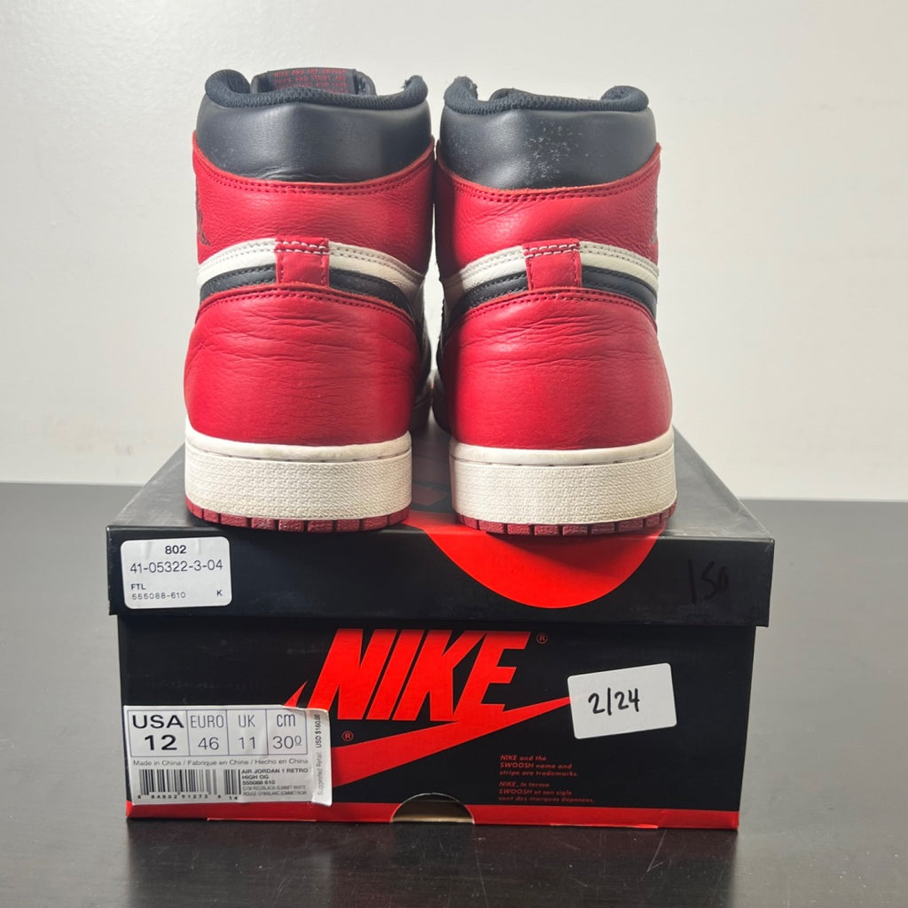 Jordan 1 Retro High Bred Toe 12 (Moderately Worn Pre-Owned)JordanGym Red/Black-Summit White - Image 4