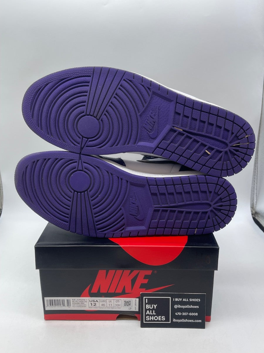Jordan 1 Retro High Court Purple White 12 (Moderately Worn Pre-Owned) - Image 7
