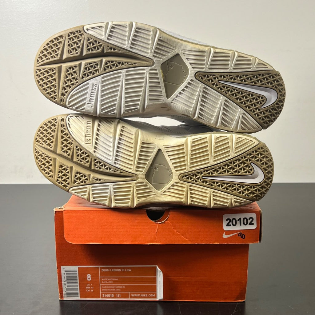Nike LeBron 3 Low White Khaki 8 (Moderately Worn Pre-Owned)NikeWhite/White-Khaki - Image 6