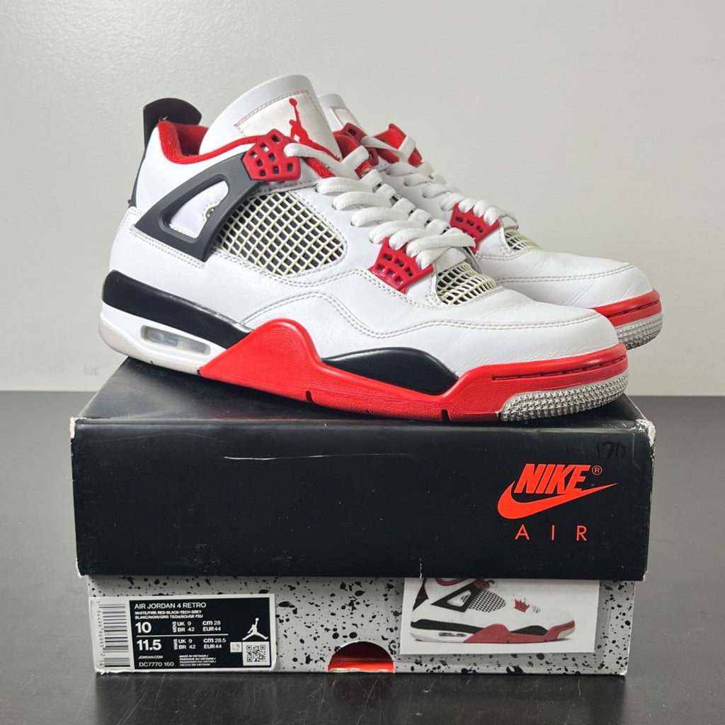 Jordan 4 Retro Fire Red (2020) 10 (Moderately Worn Pre-Owned)JordanWhite/Black-Tech Grey-Fire Red - Image 1