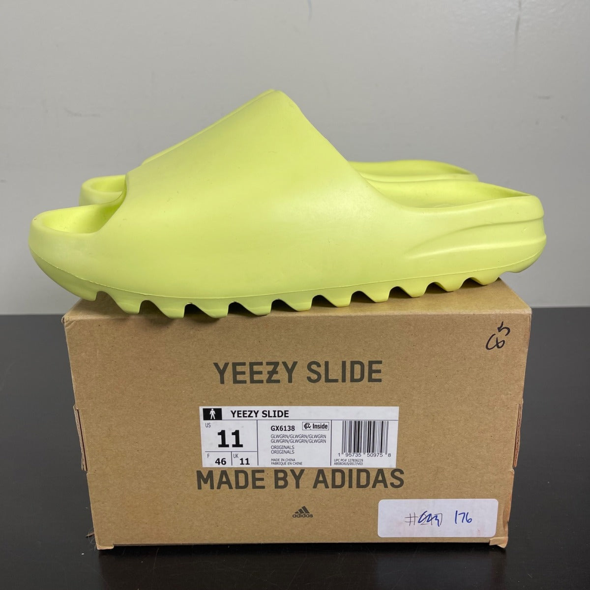 adidas Yeezy Slide Glow Green 11 (Moderately Worn Pre-Owned)adidasGlow Green/Glow Green/Glow Green - Image 3