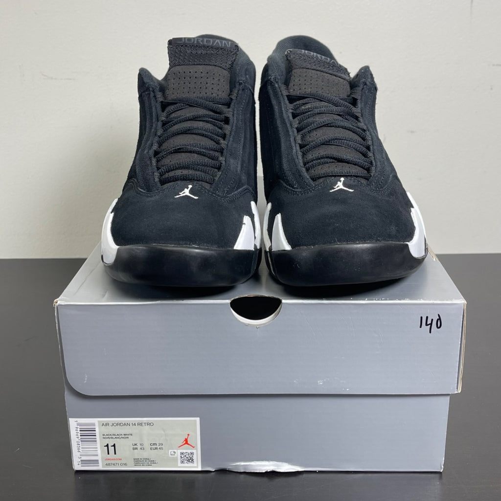 Jordan 14 Retro Black White 11 (Lightly Worn Pre-Owned)JordanBlack/Black/White/University Red - Image 2