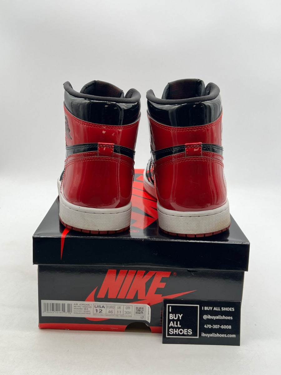 Jordan 1 Retro High OG Patent Bred 12 (Moderately Worn Pre-Owned) - Image 3