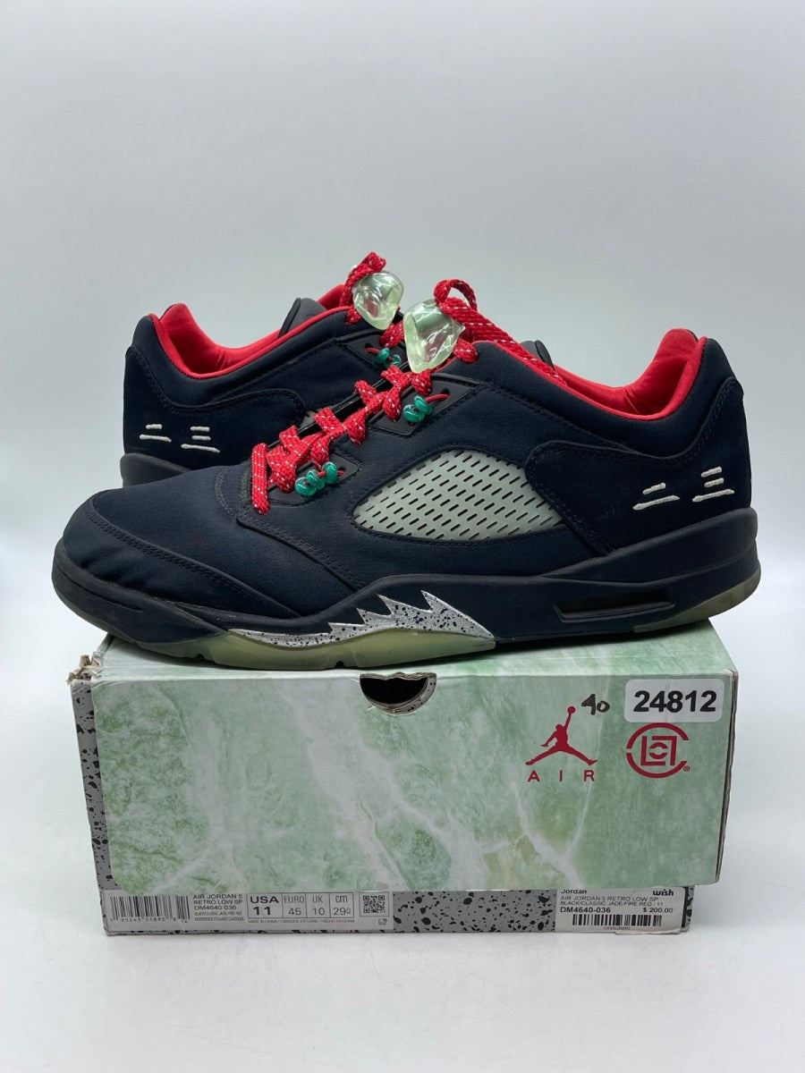 Jordan 5 Retro Low CLOT Jade 11 (Moderately Worn Pre-Owned)JordanBlack/Classic Jade-Fire Red-Metallic Silver - Image 1