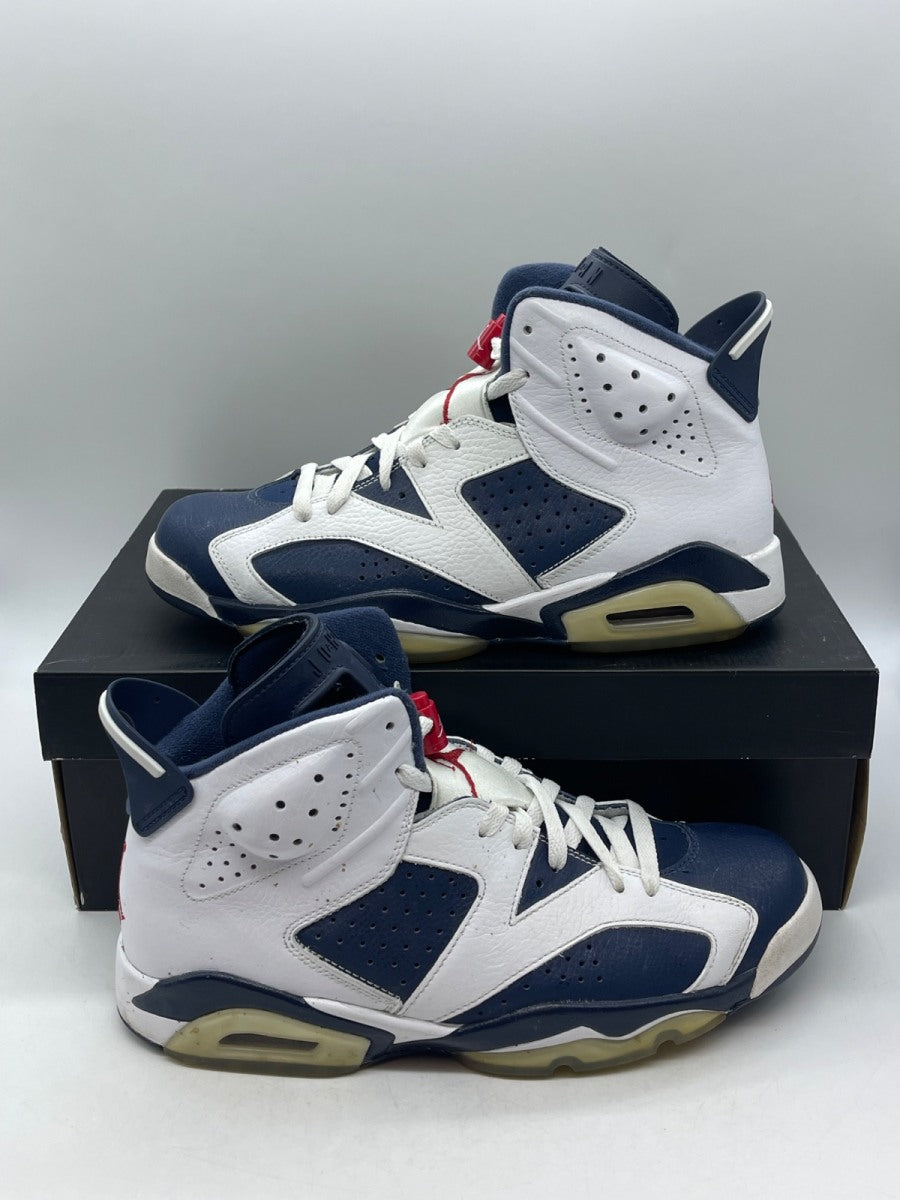 Jordan 6 Retro Olympic London (2012) 9.5 (Moderately Worn Pre-Owned)JordanWhite/Midnight Navy-Varsity Red - Image 1