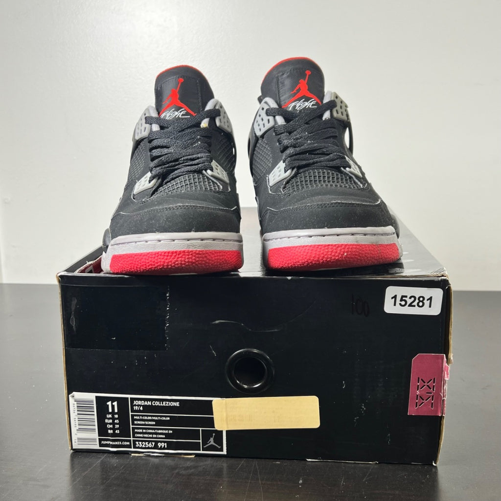 Jordan 4 Retro Black Cement CDP (2008) 11 (Heavily Worn Pre-Owned)JordanBlack/Cement Grey-Fire Red - Image 2