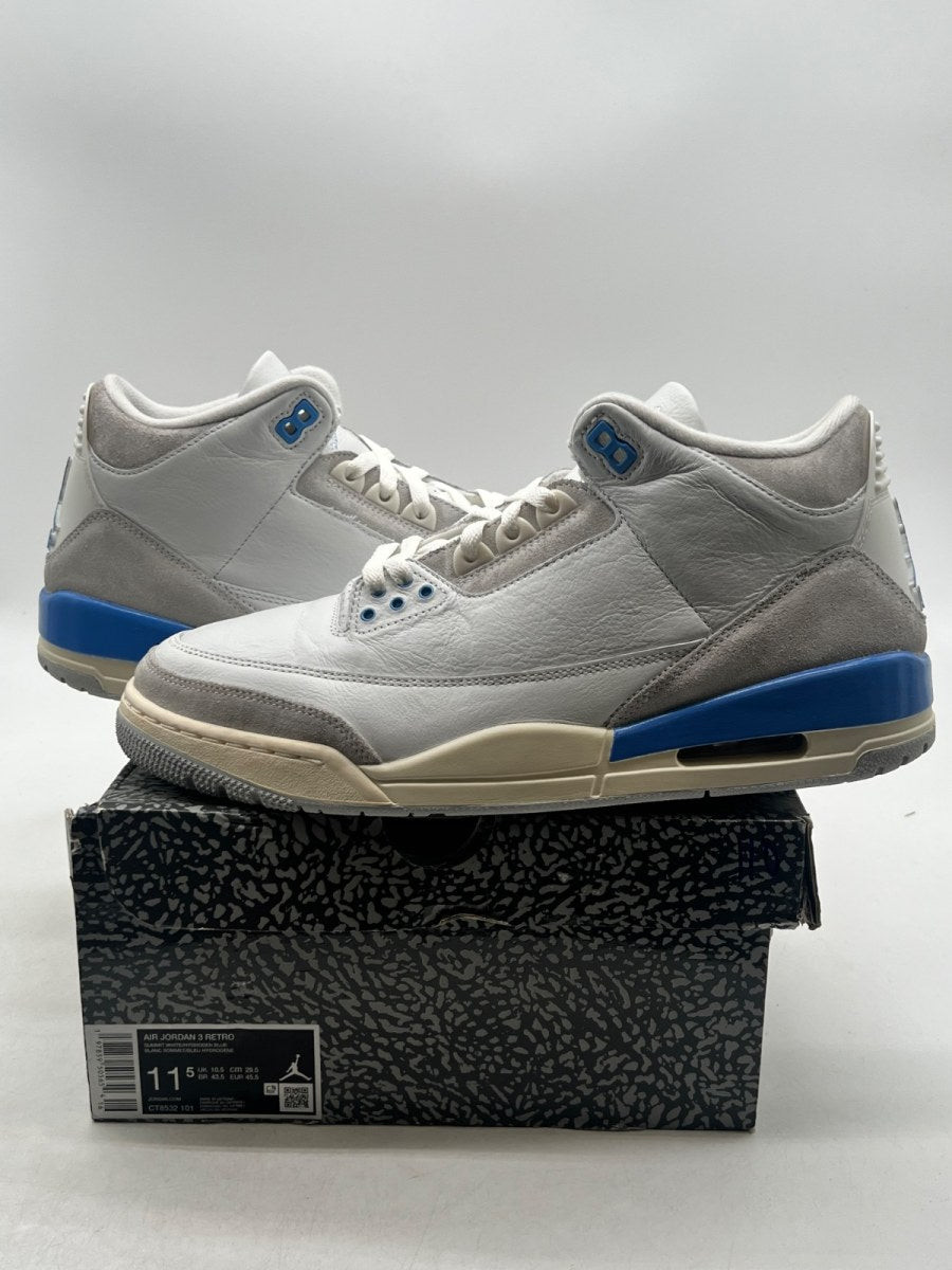 Jordan 3 Retro Lucky Shorts 11.5 (Moderately Worn Pre-Owned)JordanSummit White/Hydrogen Blue-Legend Blue-Photon Dust-Pure Platinum-Sail - Image 1