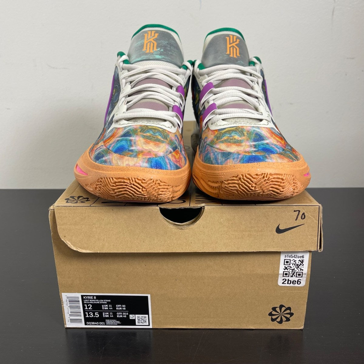 Nike Kyrie 8 Circle Of Life 12 (Moderately Worn Pre-Owned)NikeLight Bone/Yellow Strike/Malachite/Orange Trance/Vivid Purple/Hyper Pink - Image 2