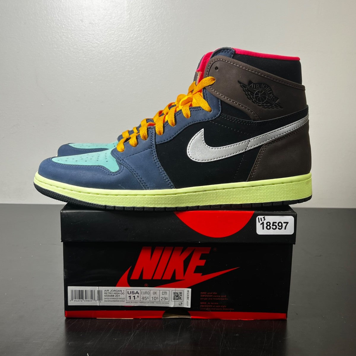Jordan 1 Retro High Tokyo Bio Hack 11.5 (Lightly Worn Pre-Owned)JordanBaroque Brown/Black-Laser Orange-Racer Pink - Image 3