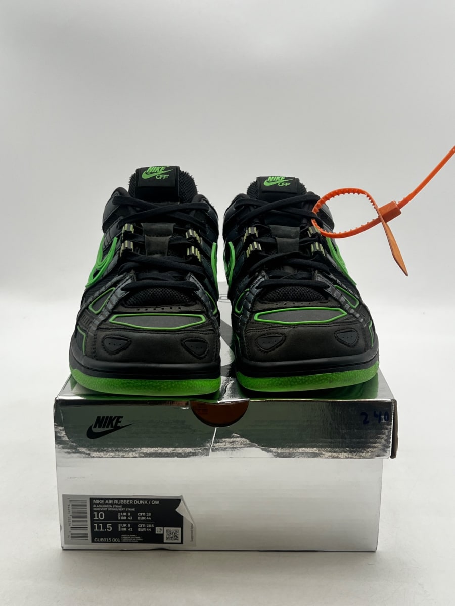 Nike Air Rubber Dunk Off-White Green Strike 10 (Lightly Worn Pre-Owned)NikeBlack/White-Green Strike - Image 2