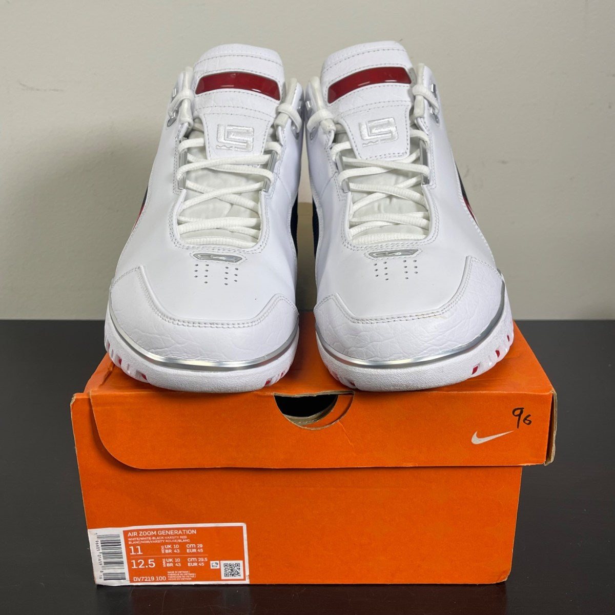 Nike Air Zoom Generation Retro Debut (2023) 11 (Moderately Worn Pre-Owned)NikeWhite/Black/Varsity Red/Metallic Silver - Image 2