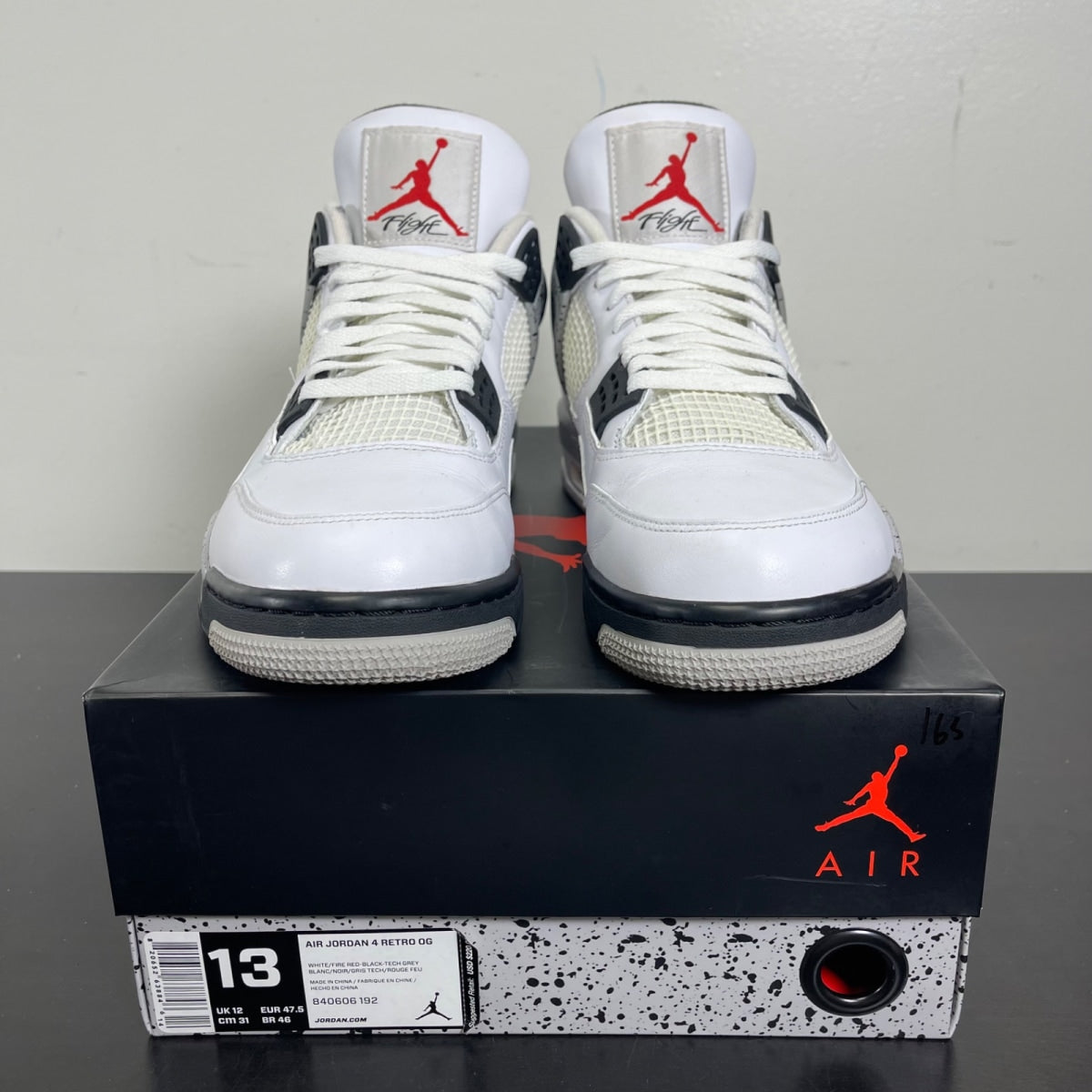 Jordan 4 Retro White Cement (2016) 13 (Moderately Worn Pre-Owned)JordanWhite/Fire Red-Black-Tech Grey - Image 2