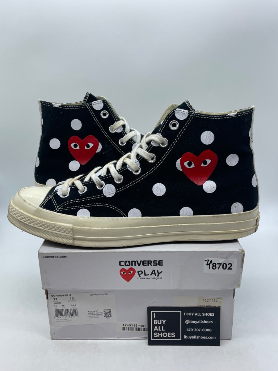 Converse Chuck Taylor All Star 70 Hi Comme des Garcons PLAY Polka Dot Black 11 (Moderately Worn Pre-Owned) - Image 1