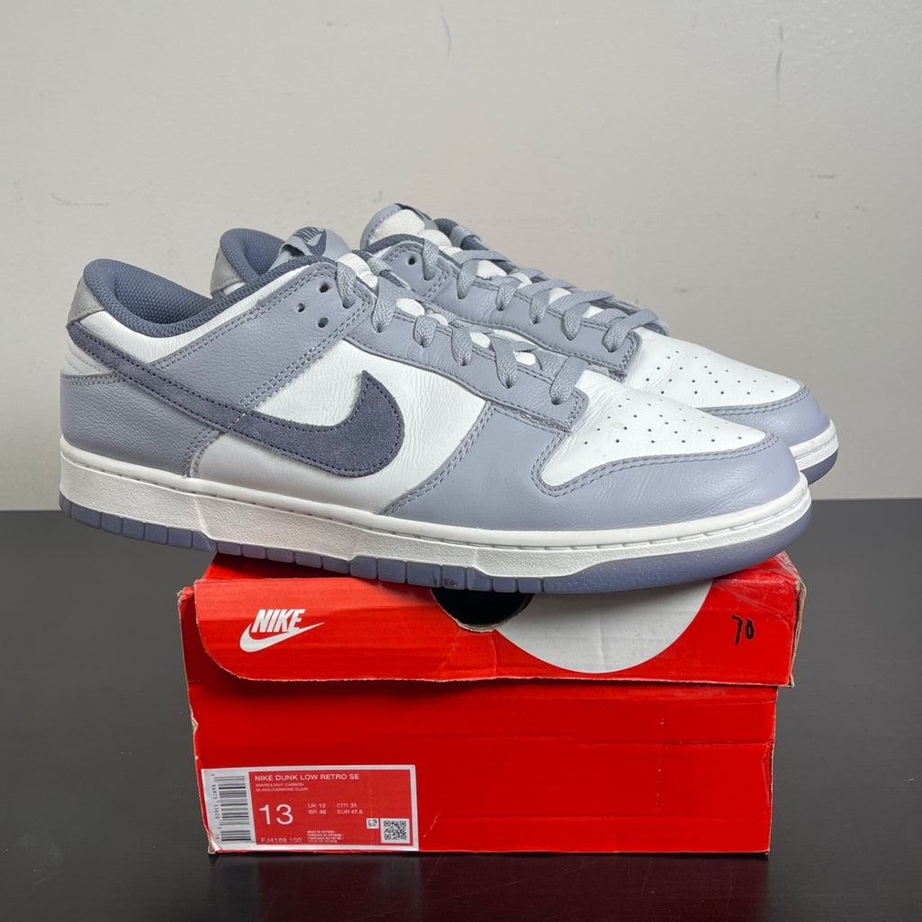 Nike Dunk Low SE Light Carbon 13 (Moderately Worn Pre-Owned)NikeWhite/Light Carbon/Platinum Tint - Image 1