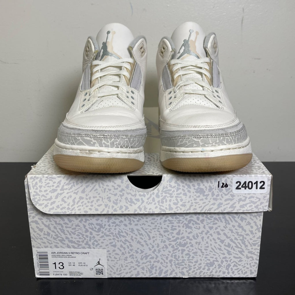 Jordan 3 Retro Craft Ivory 13 (Moderately Worn Pre-Owned)JordanIvory/Grey Mist/Cream - Image 2