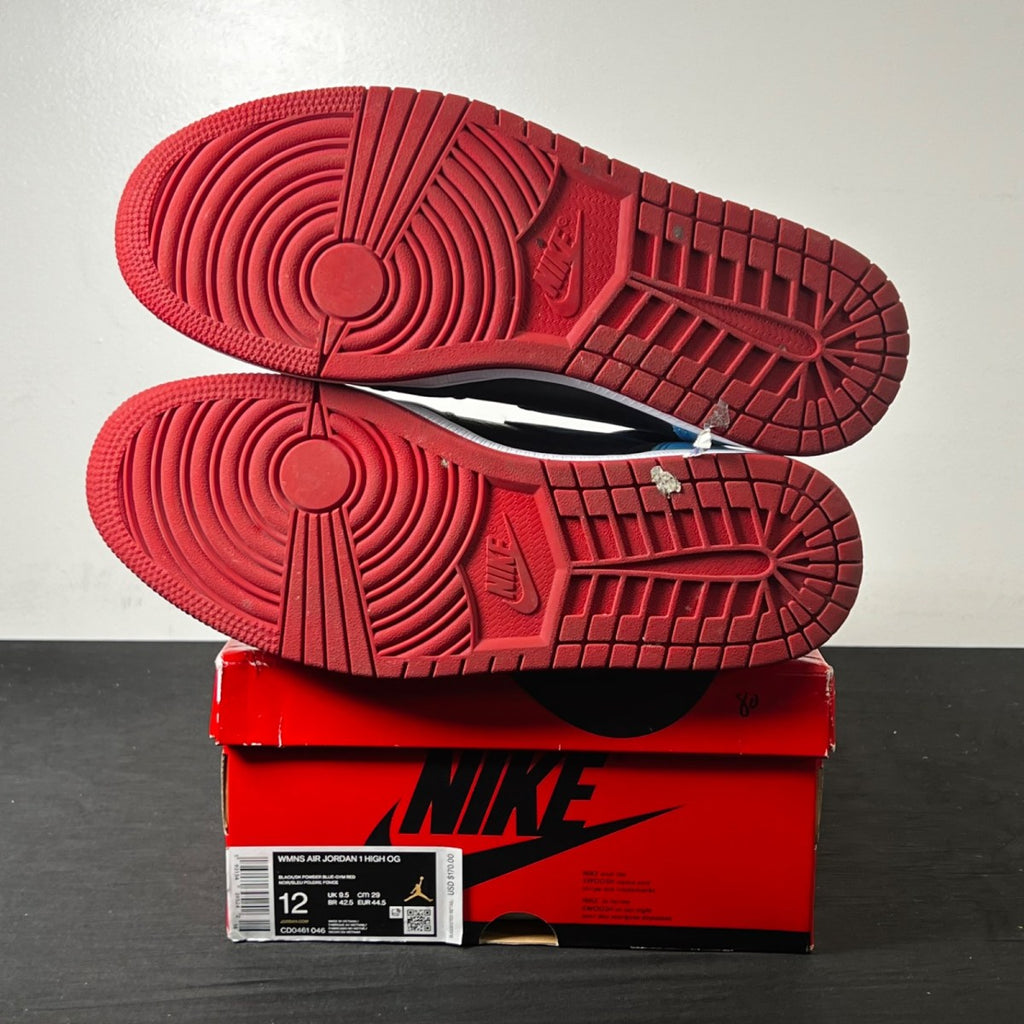 Jordan 1 Retro High NC to Chi (Women's) 12W (Lightly Worn Pre-Owned)JordanBlack/Dark Powder Blue-Gym Red - Image 6