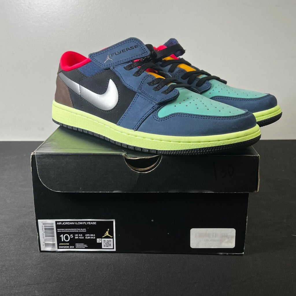 Jordan 1 Low FlyEase Bio Hack 10.5 (Lightly Worn Pre-Owned)JordanBaroque Brown/Black/Laser Orange/Racer Pink - Image 1