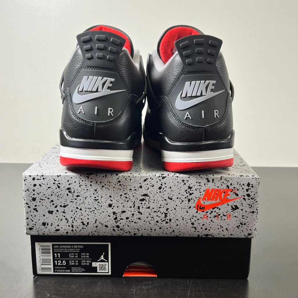 Jordan 4 Retro Bred Reimagined 11 (Lightly Worn Pre-Owned)JordanBlack/Cement Grey/Varsity Red/Summit White - Image 4