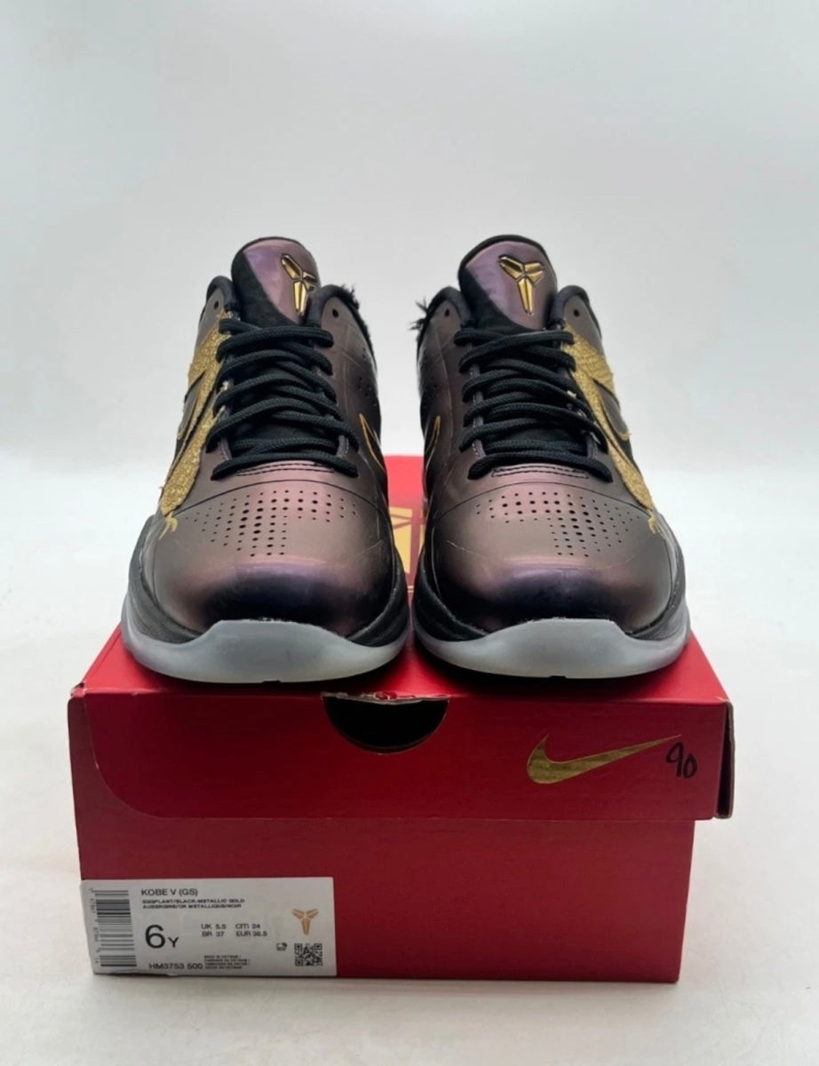 Nike Kobe 5 Year of the Mamba Eggplant (GS) 6Y (Lightly Worn Pre-Owned)NikeEggplant/Black/Metallic Gold - Image 2