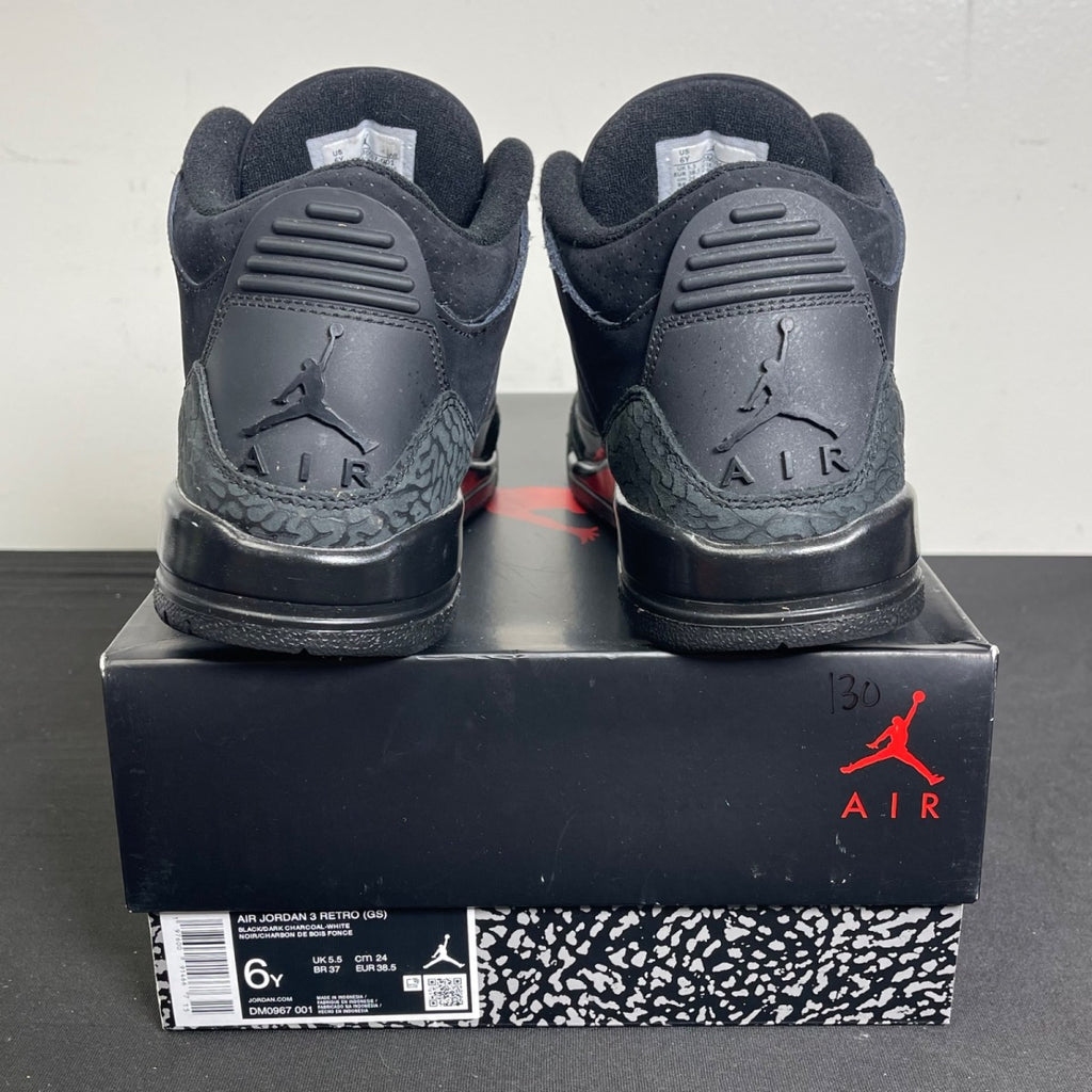 Jordan 3 Retro Black Cat (2025) (GS) 6Y (Moderately Worn Pre-Owned)JordanBlack/Dark Charcoal/Black - Image 4