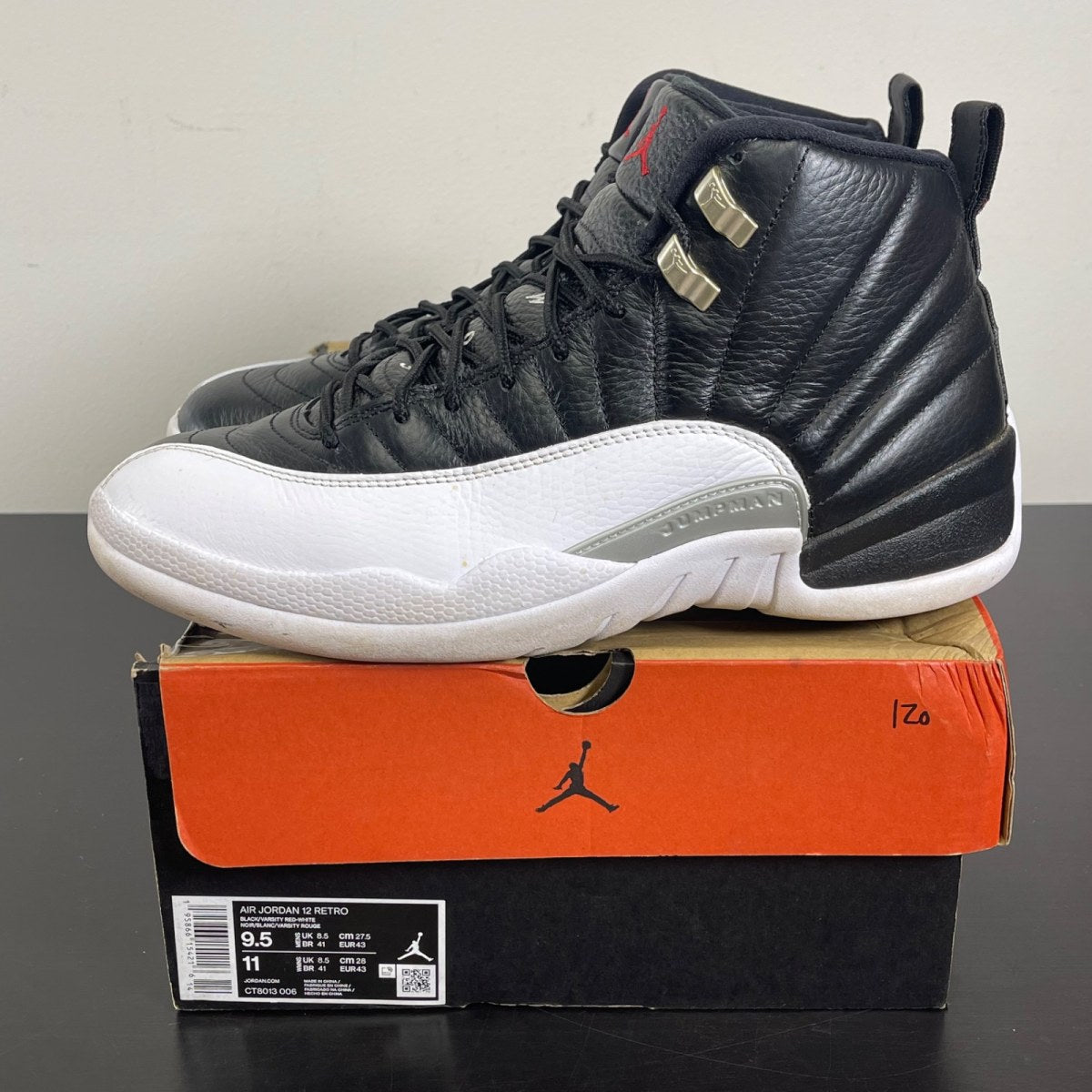 Jordan 12 Retro Playoffs (2022) 9.5 (Moderately Worn Pre-Owned)JordanBlack/Varsity Red-White - Image 3