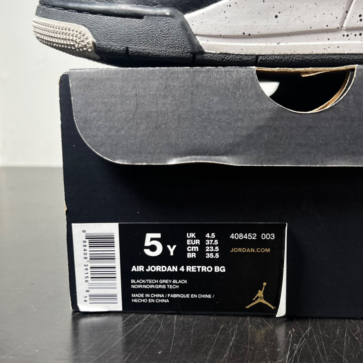 Jordan 4 Retro Oreo (2015) (GS) 5Y (Moderately Worn Pre-Owned)JordanBlack/Tech Grey-White - Image 4