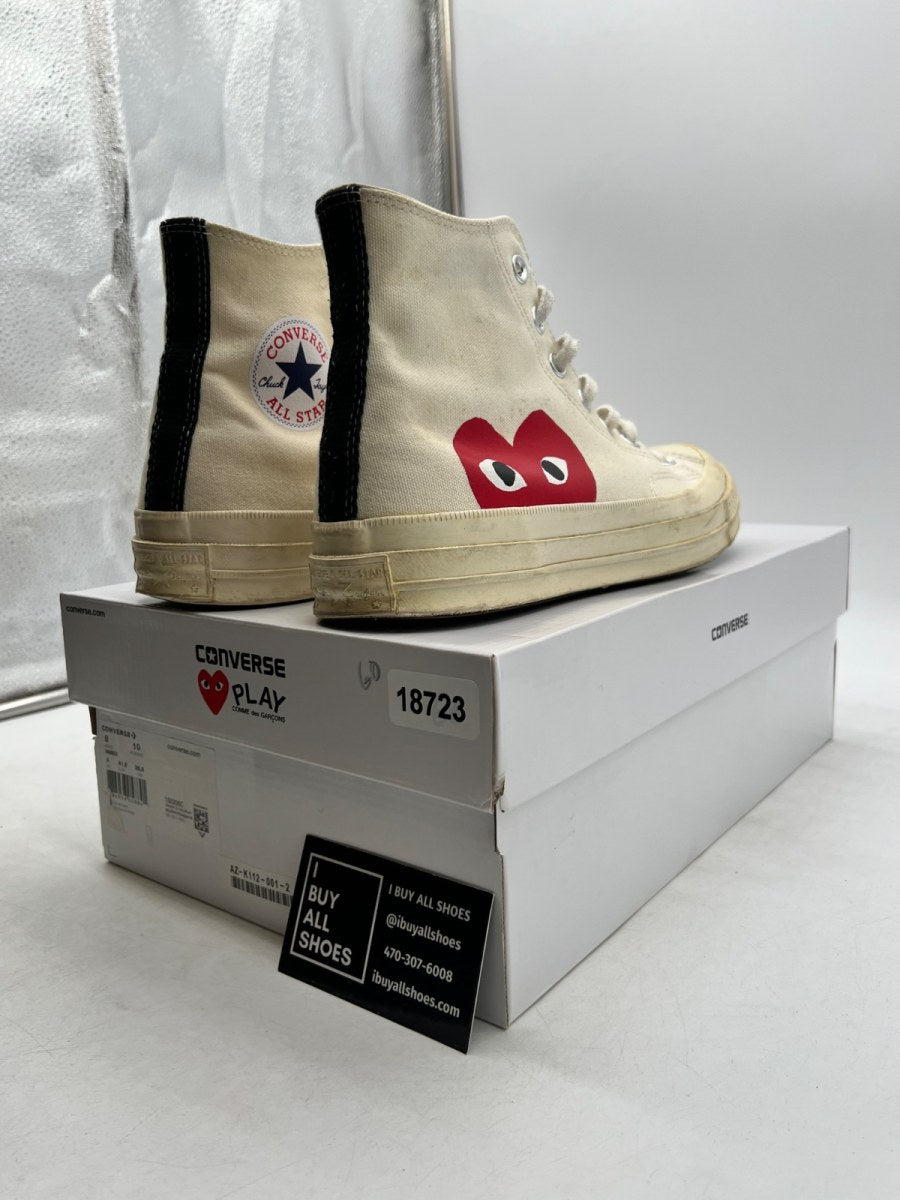 Converse Chuck Taylor All Star 70 Hi Comme des Garcons PLAY White 8 (Heavily Worn Pre-Owned) - Image 5