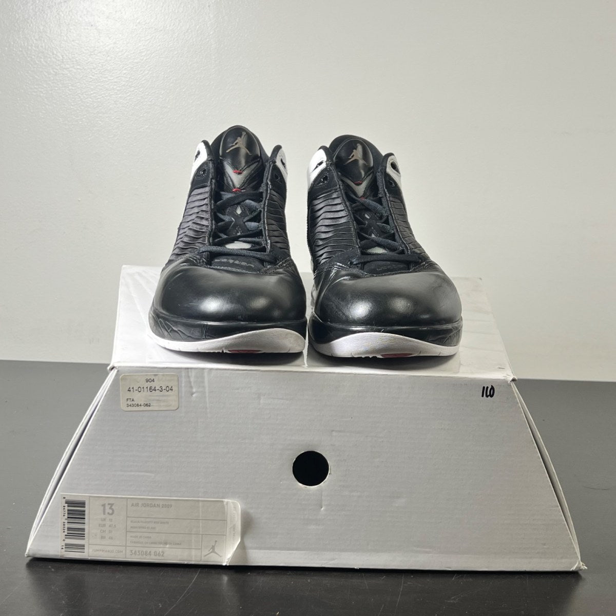 Jordan 2009 Black White 13 (Moderately Worn Pre-Owned)JordanBlack/Varsity Red-White - Image 2