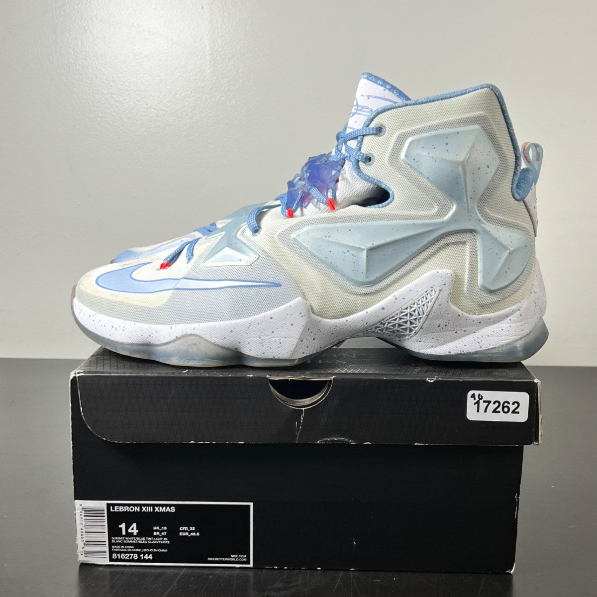 Nike LeBron 13 Christmas 14 (Moderately Worn Pre-Owned)NikeWhite/Blue Tint-Blue Lagoon - Image 3