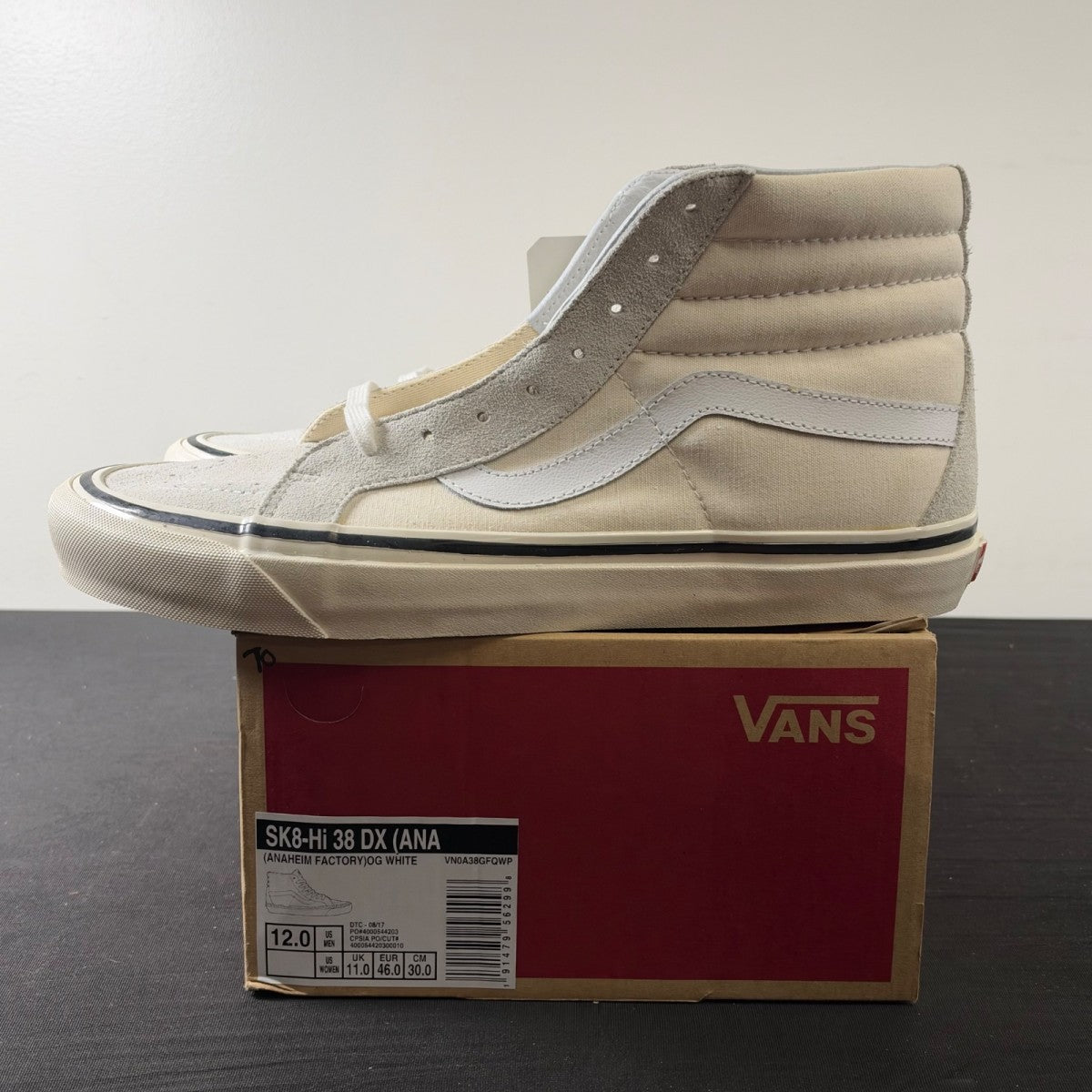 Vans Sk8-Hi 38 DX 'Cream White' (Size 12) - Image 3