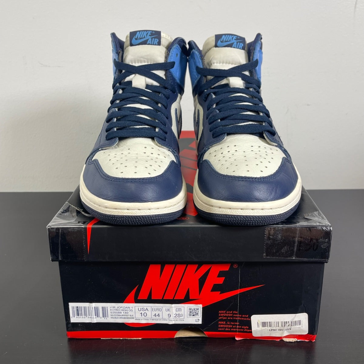 Jordan 1 Retro High Obsidian 10 (Moderately Worn Pre-Owned)JordanSail/Obsidian-University Blue - Image 2