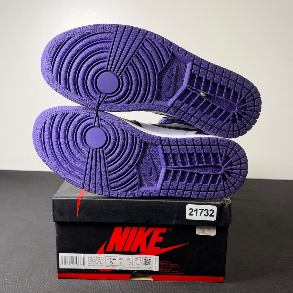 Jordan 1 Retro High Court Purple White (Size 8) - Image 6